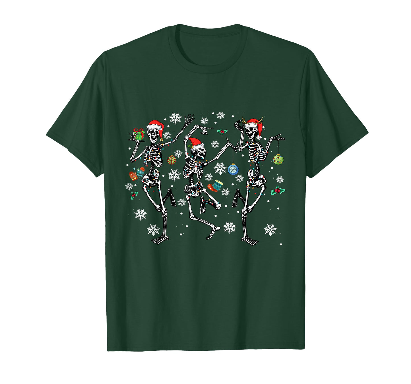 Christmas Skeleton Dancing Christmas Lights Xmas Tree Cute T-Shirt