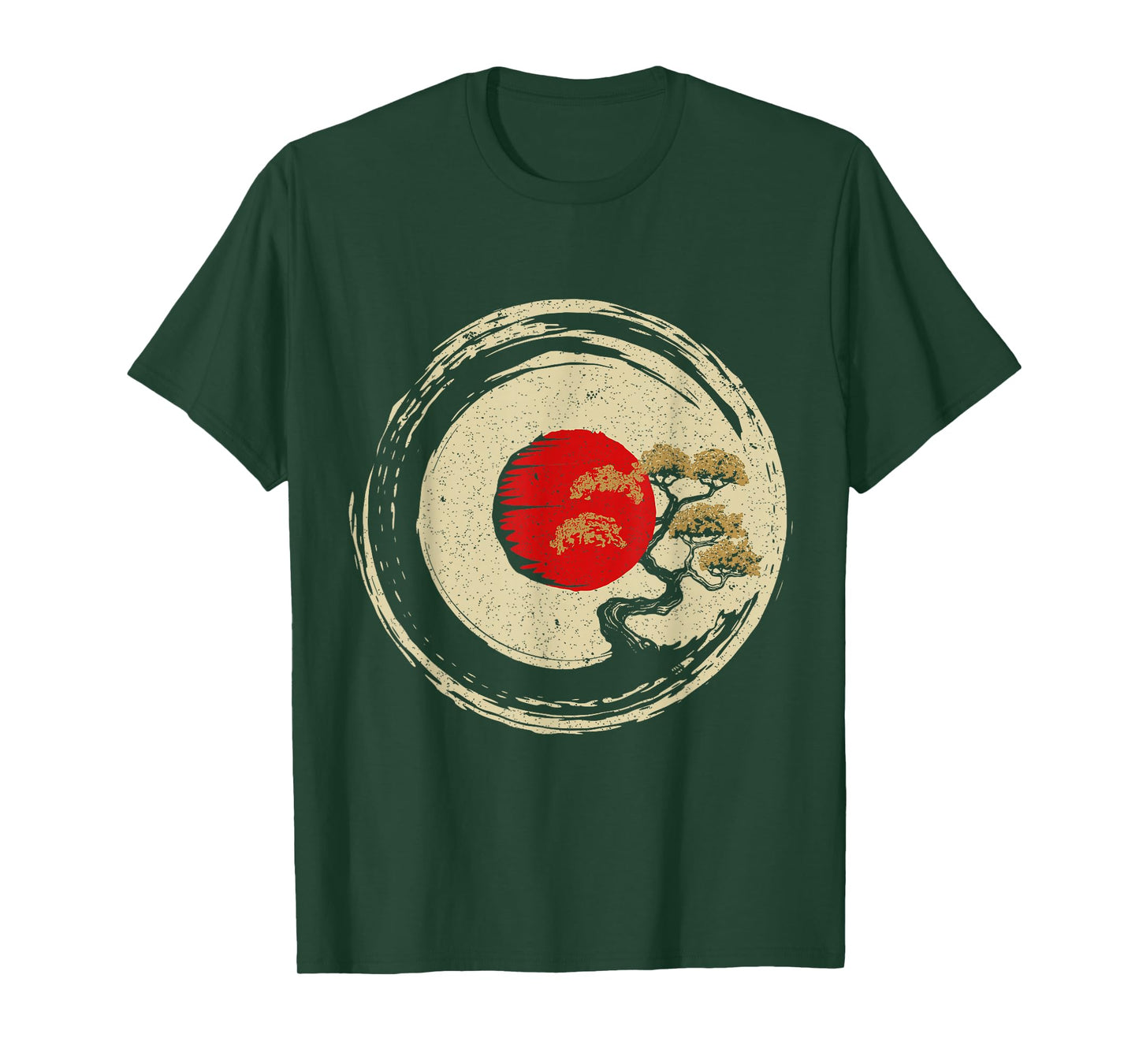 Bonsai Tree In Japanese Zen Buddhist Enso Circle T-Shirt
