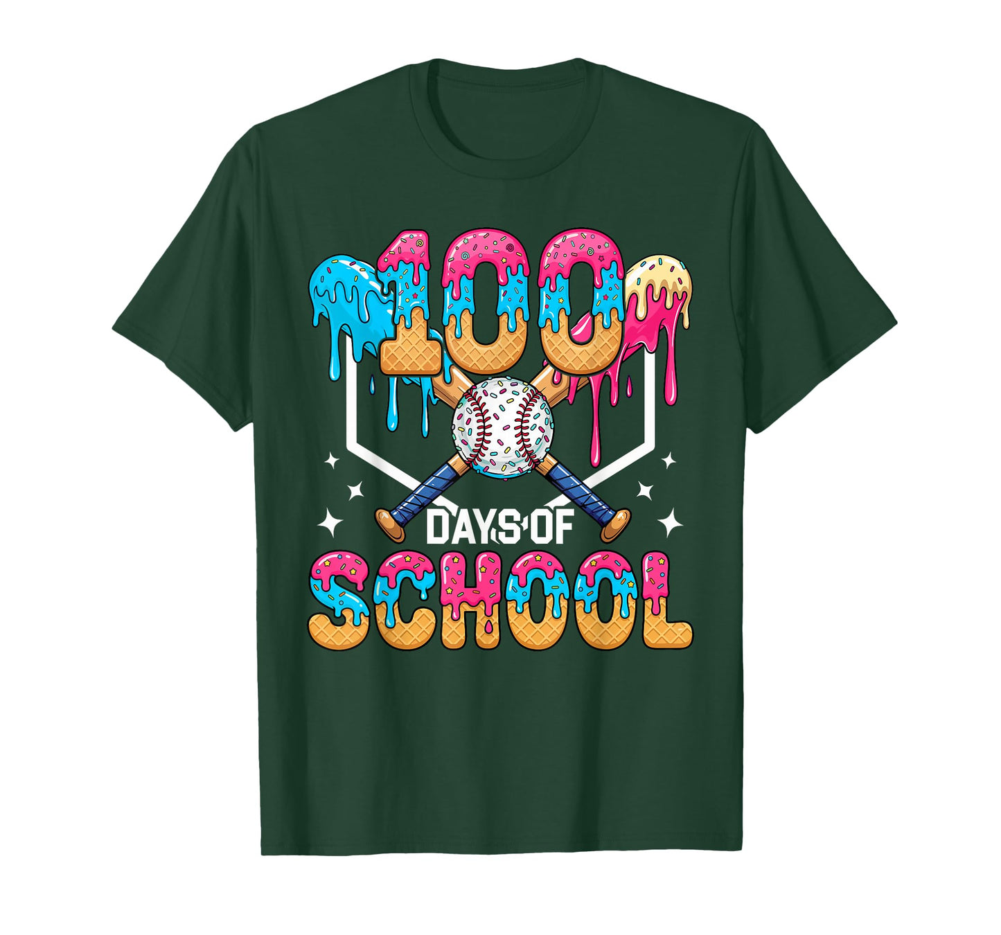 100 Days of School Baseball Boys Kids 100th Day of School T-Shirt