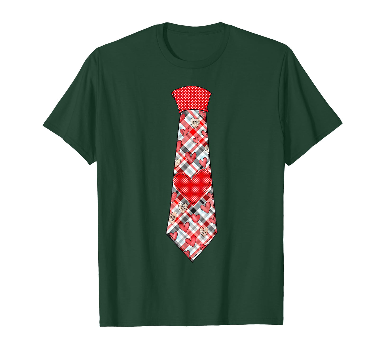 Valentine Heart Plaid Tie Boys Toddler Kids T-Shirt