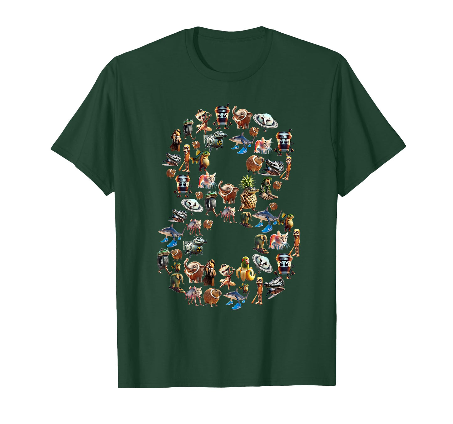 Happy 8th Birthday Boy Italian Brainrot Meme Party Funny T-Shirt
