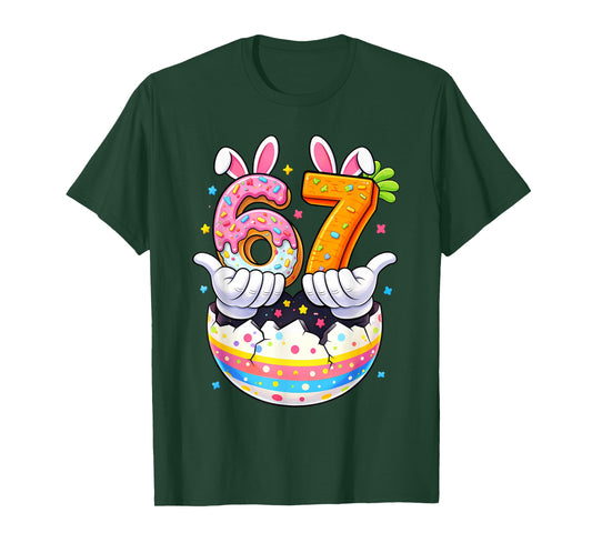 Boys Girls Easter Eggs Funny Bunny Six Seven 67 Memes 6 7 T-Shirt