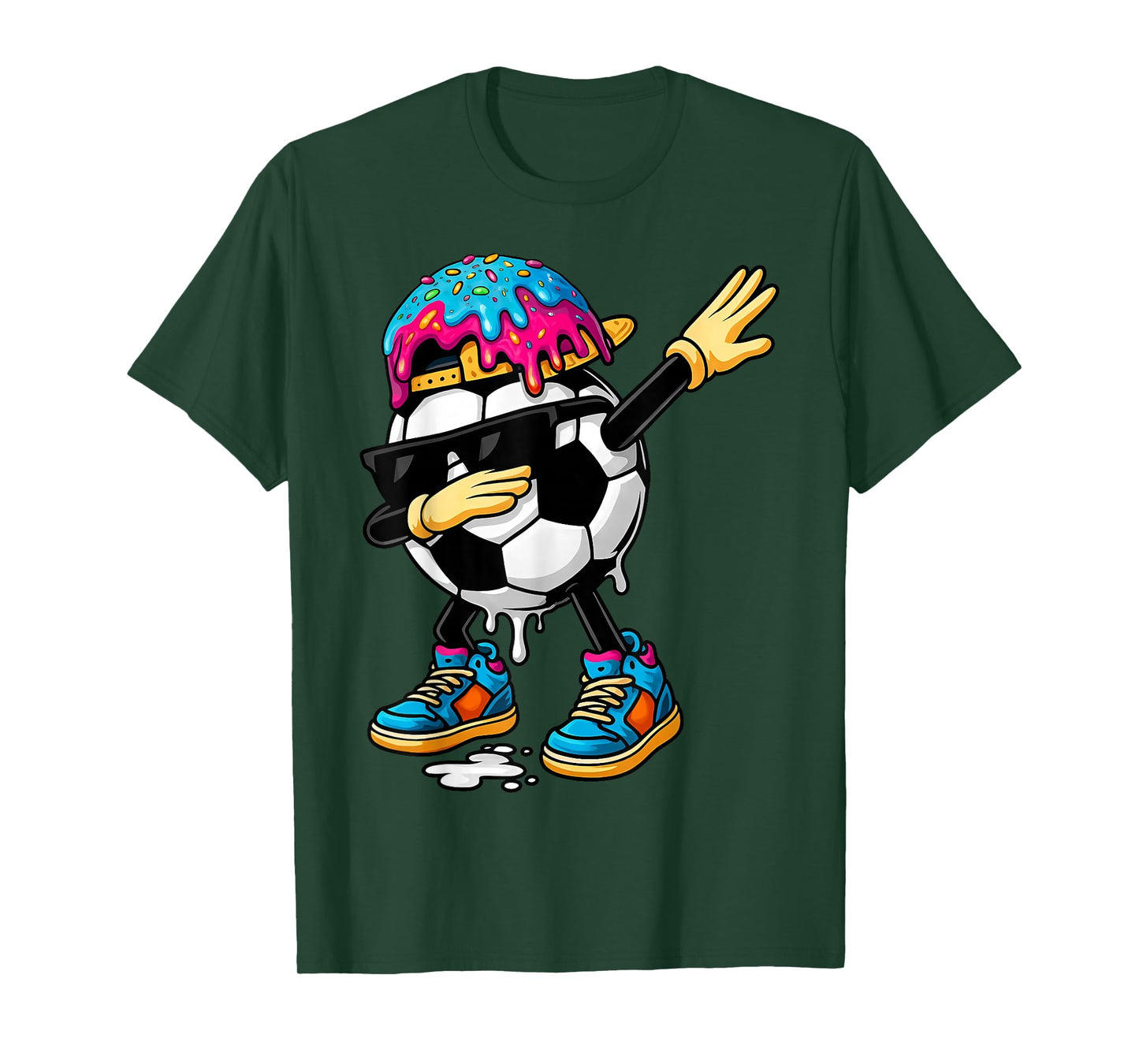 Dabbing Soccer Ice Cream Drip for Boys Funny Soccer Kids T-Shirt