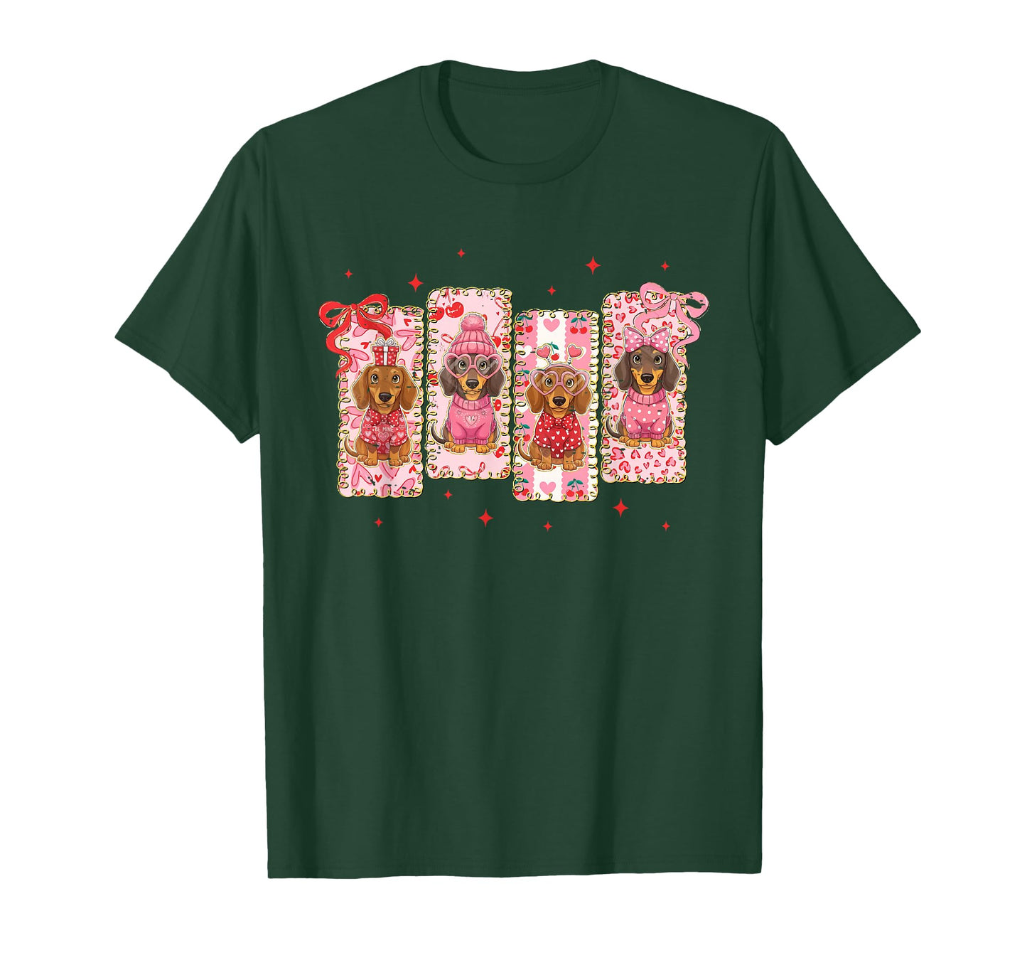 Coquette Bow Funny My Dachshund is My Valentine Dog Lover T-Shirt