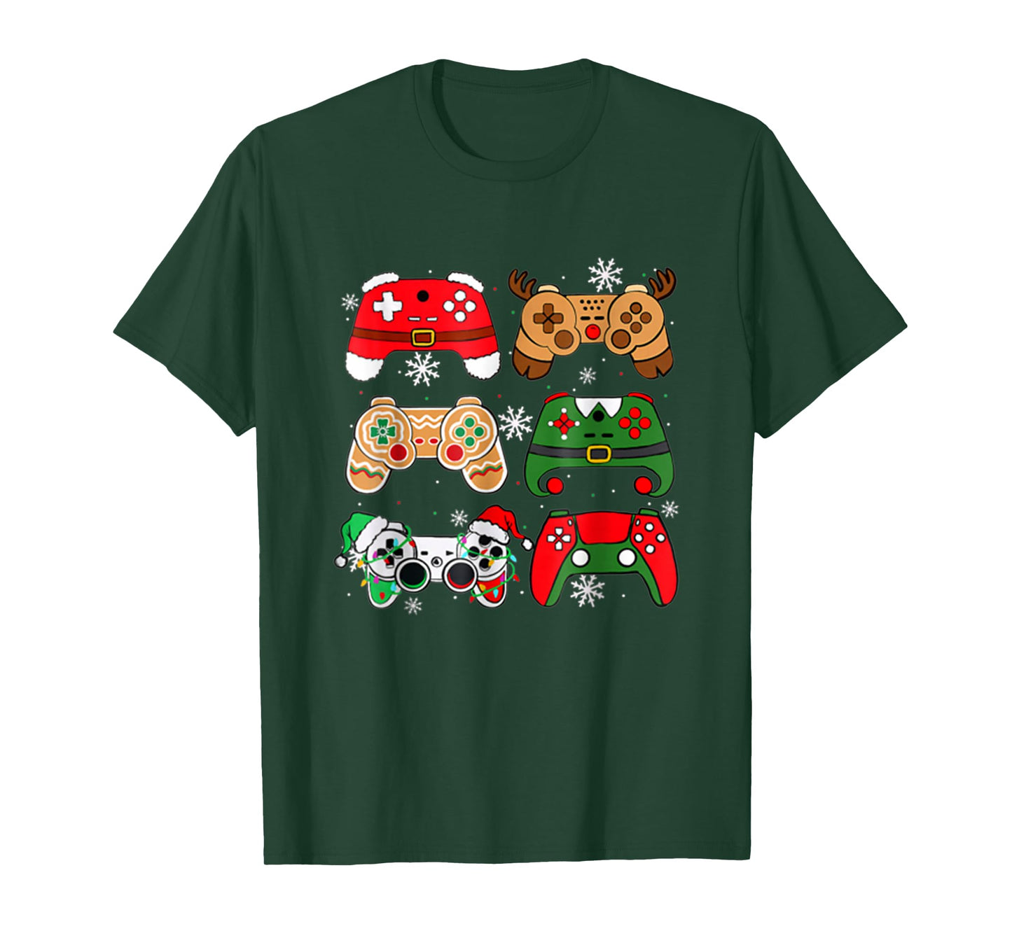 Boys Christmas Shirt Santa Elf Gaming Controllers Gamer Xmas T-Shirt