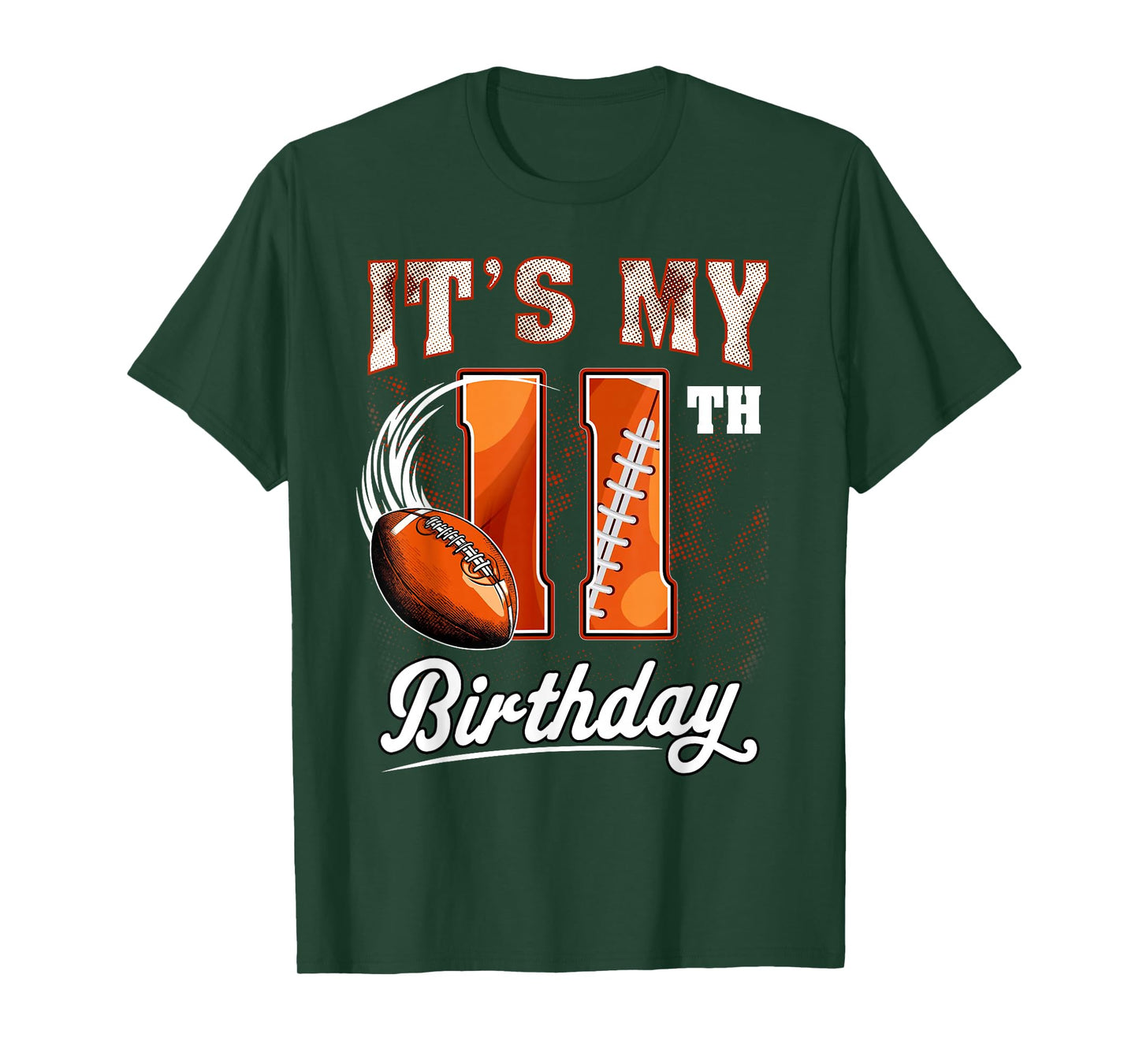 Kids 11 Year Old It's My 11th Birthday Football Themed Party T-Shirt