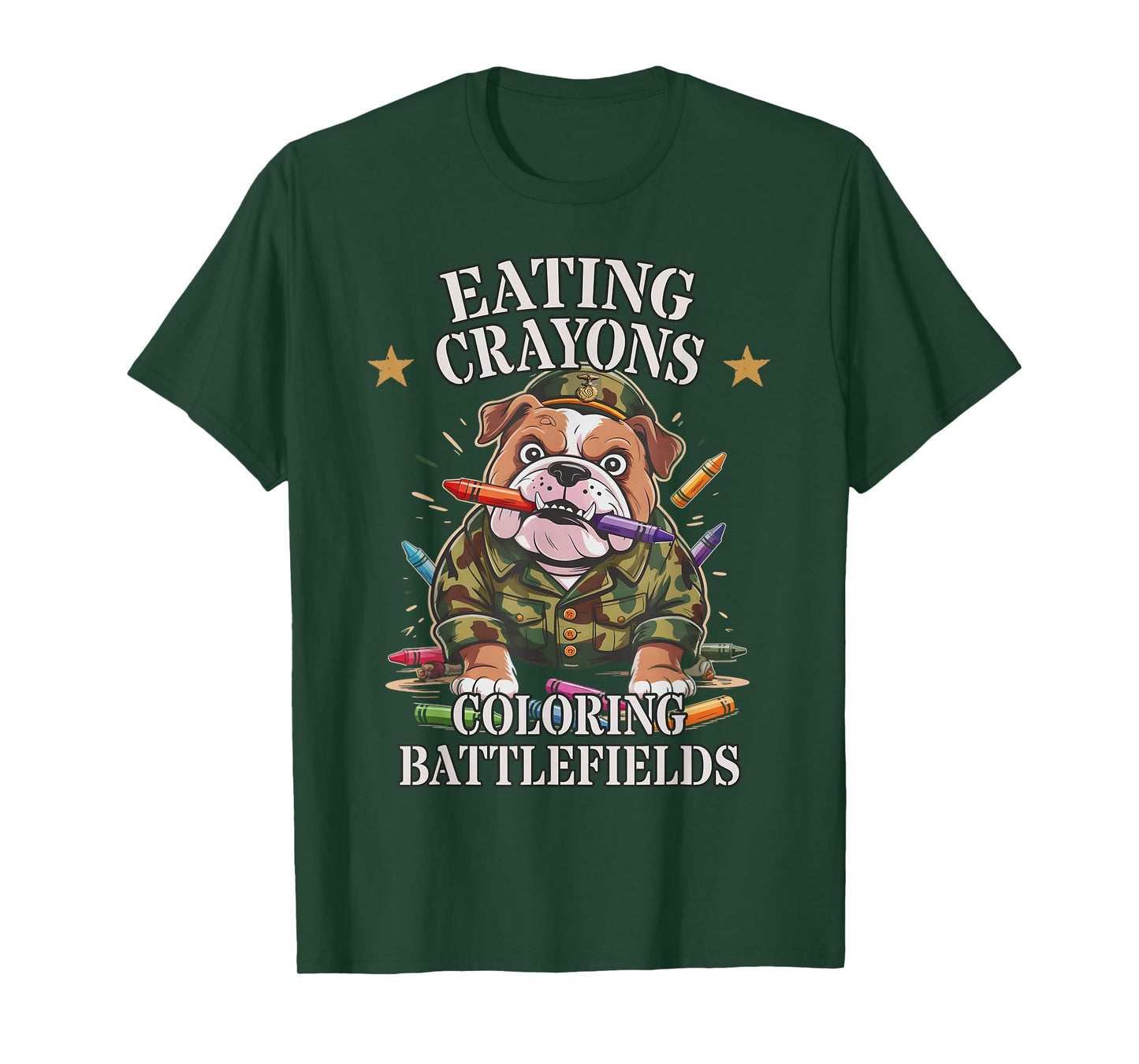 Funny Eating Crayons Coloring BATTLEFIELDS Family Military T-Shirt
