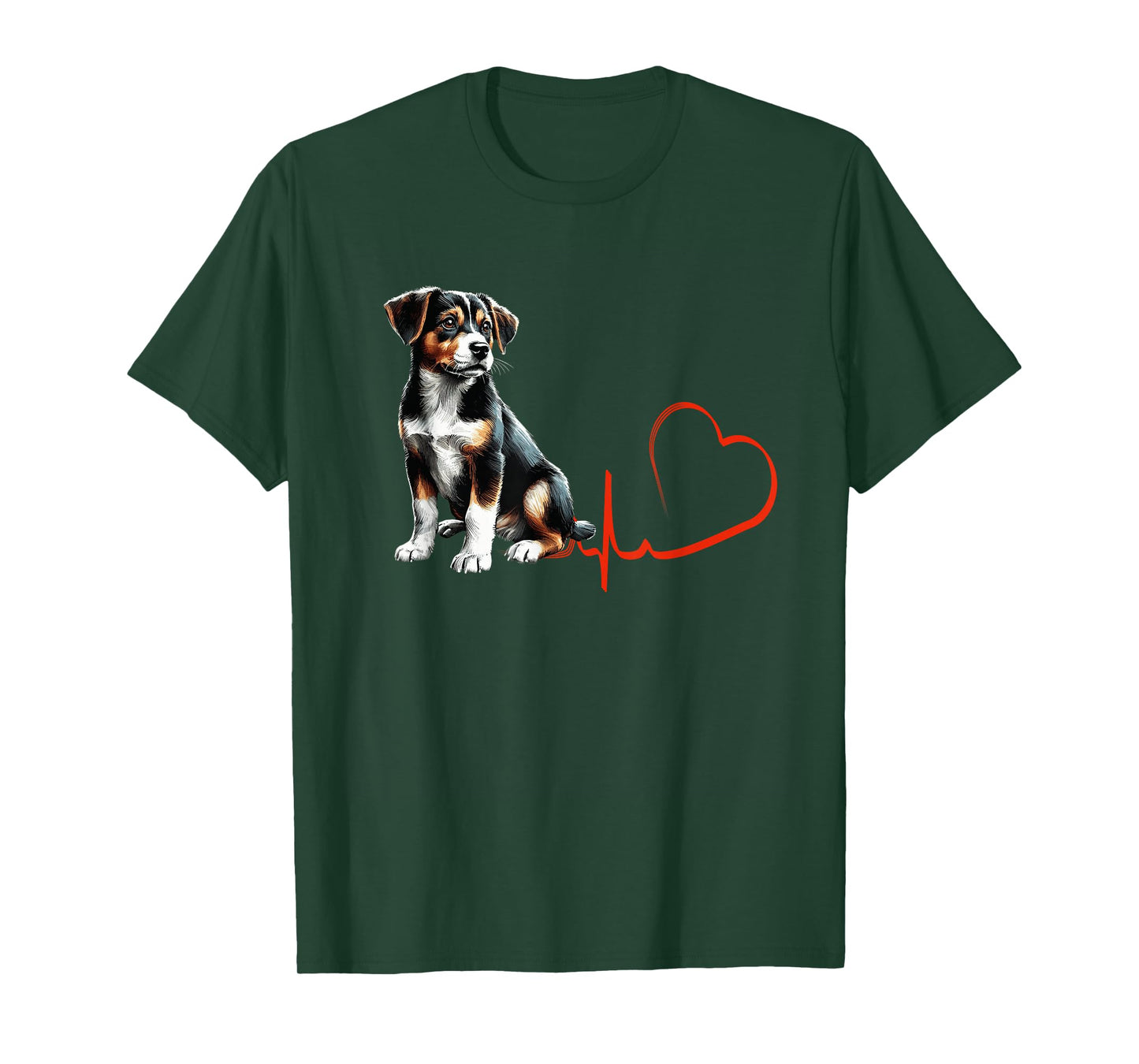 Mountain Feist Dog Heartbeat EKG Funny Dogs Owner & Lover T-Shirt