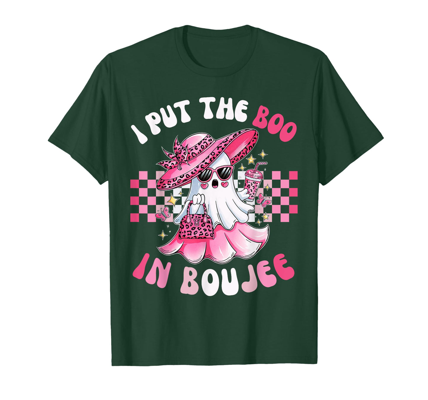 Funny I Put The Boo In Boujee Pink Ghost Halloween T-Shirt