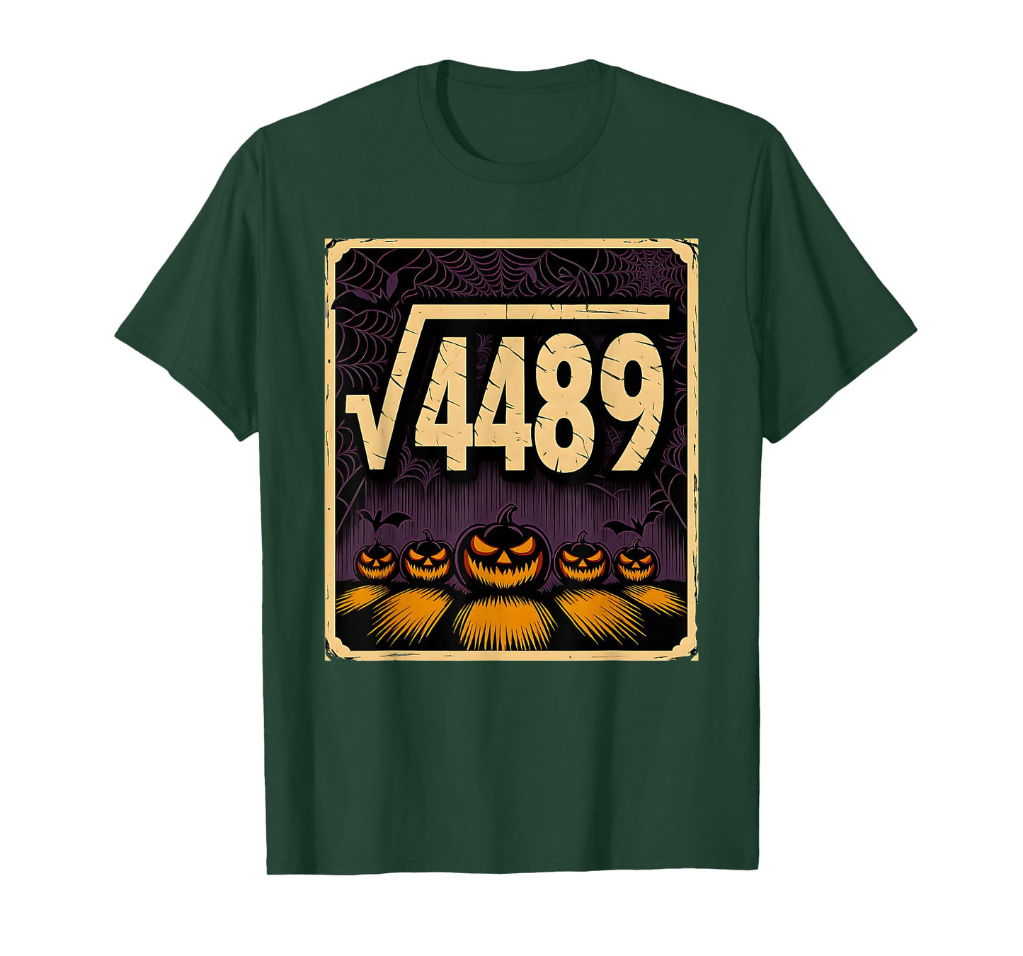 Square Root 4489 Halloween Pumpkin Math Joke 6 7 Scary 67 T-Shirt