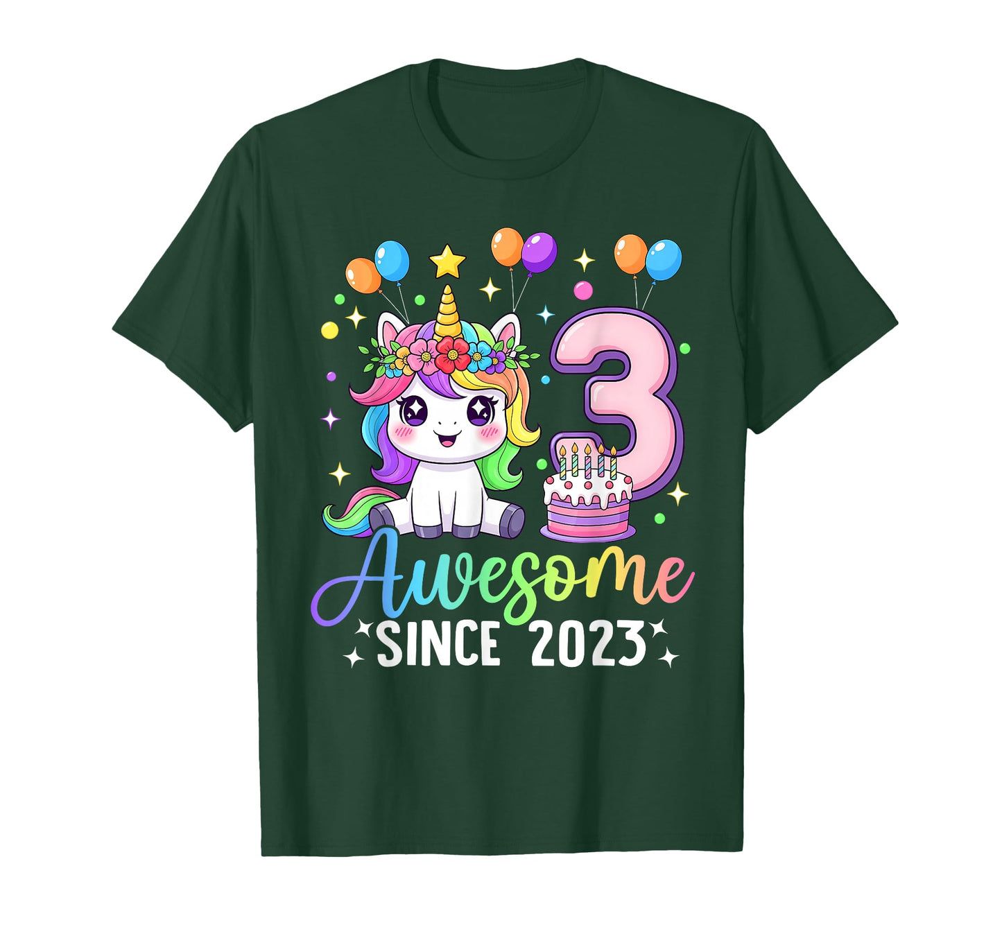 Unicorn 3rd Birthday 3 Year Old Unicorn Party Birthday Girl T-Shirt