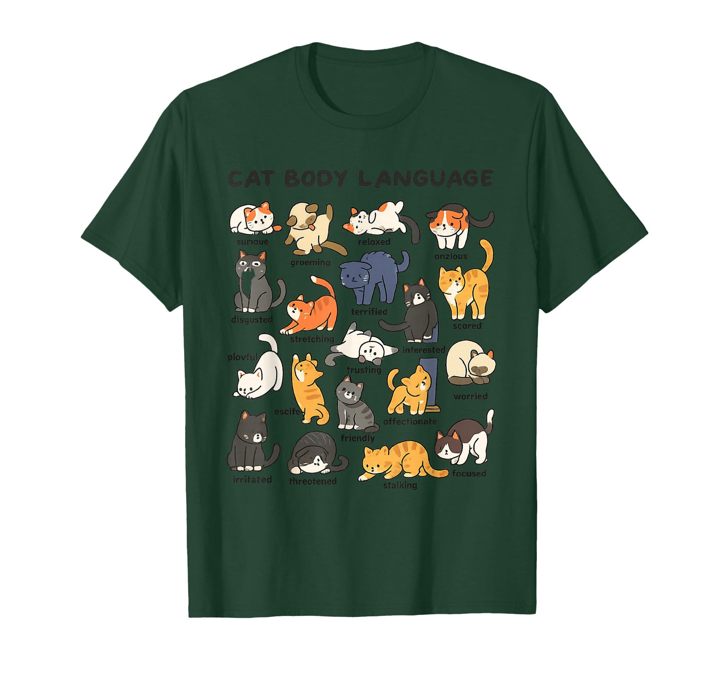 Cat Body Language Cute Cat Lover Kawaii Girl Women Kids T-Shirt