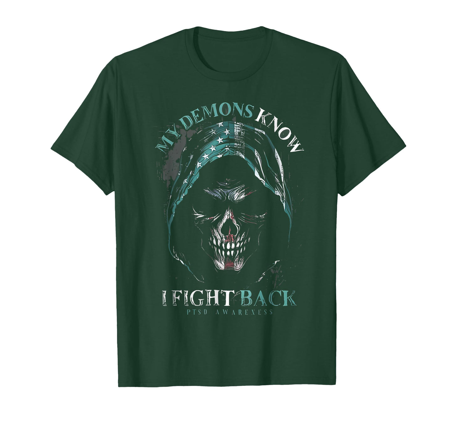 Reaper PTSD My Demons Know I Fight Mental Health Awareness T-Shirt