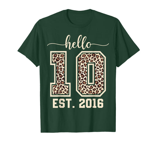 Hello Ten Est 2016 Bow 10th Birthday Double Digits Girls T-Shirt