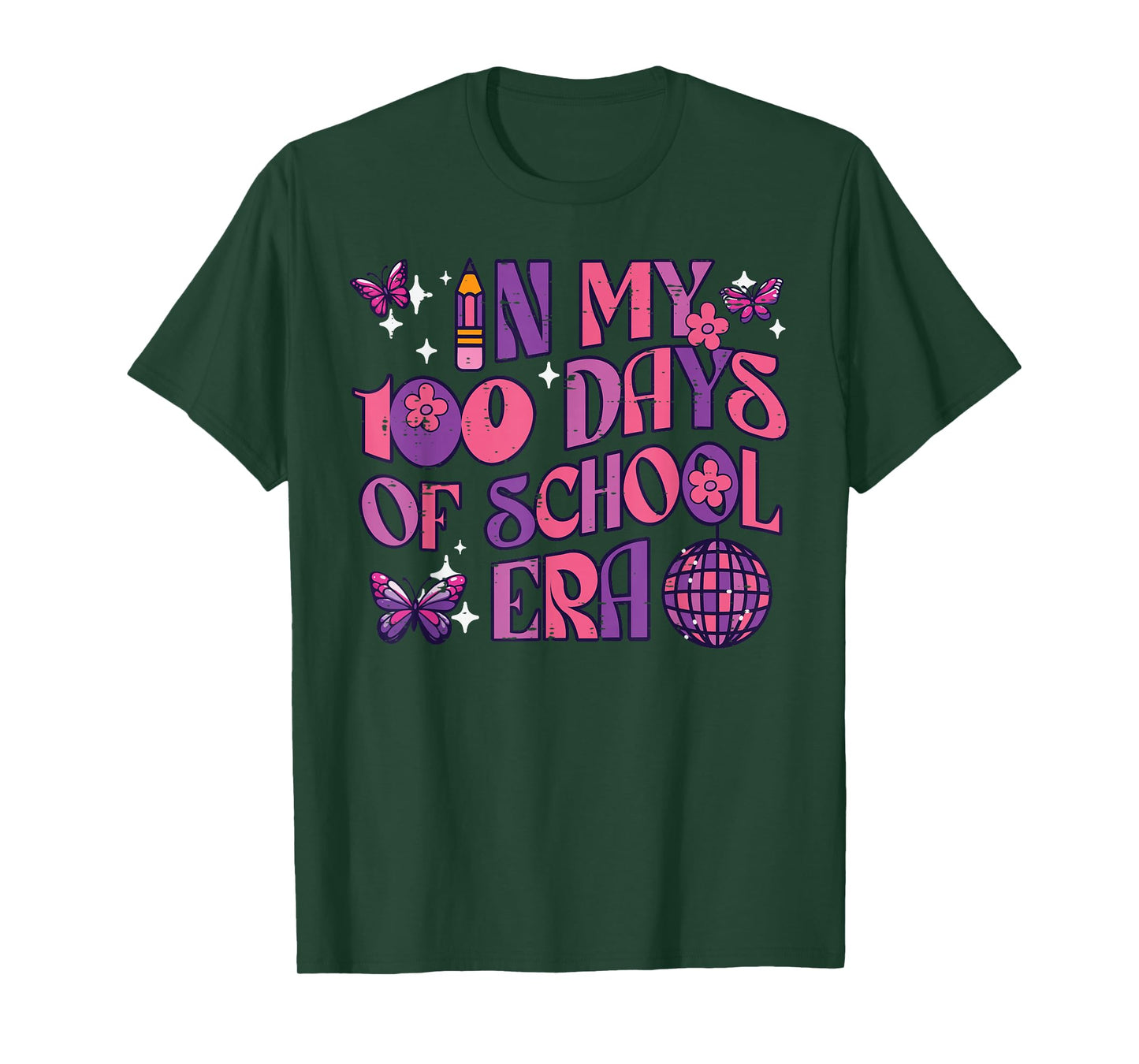 in My 100 Days of School Era Retro 100th Day Women Girl Kids T-Shirt