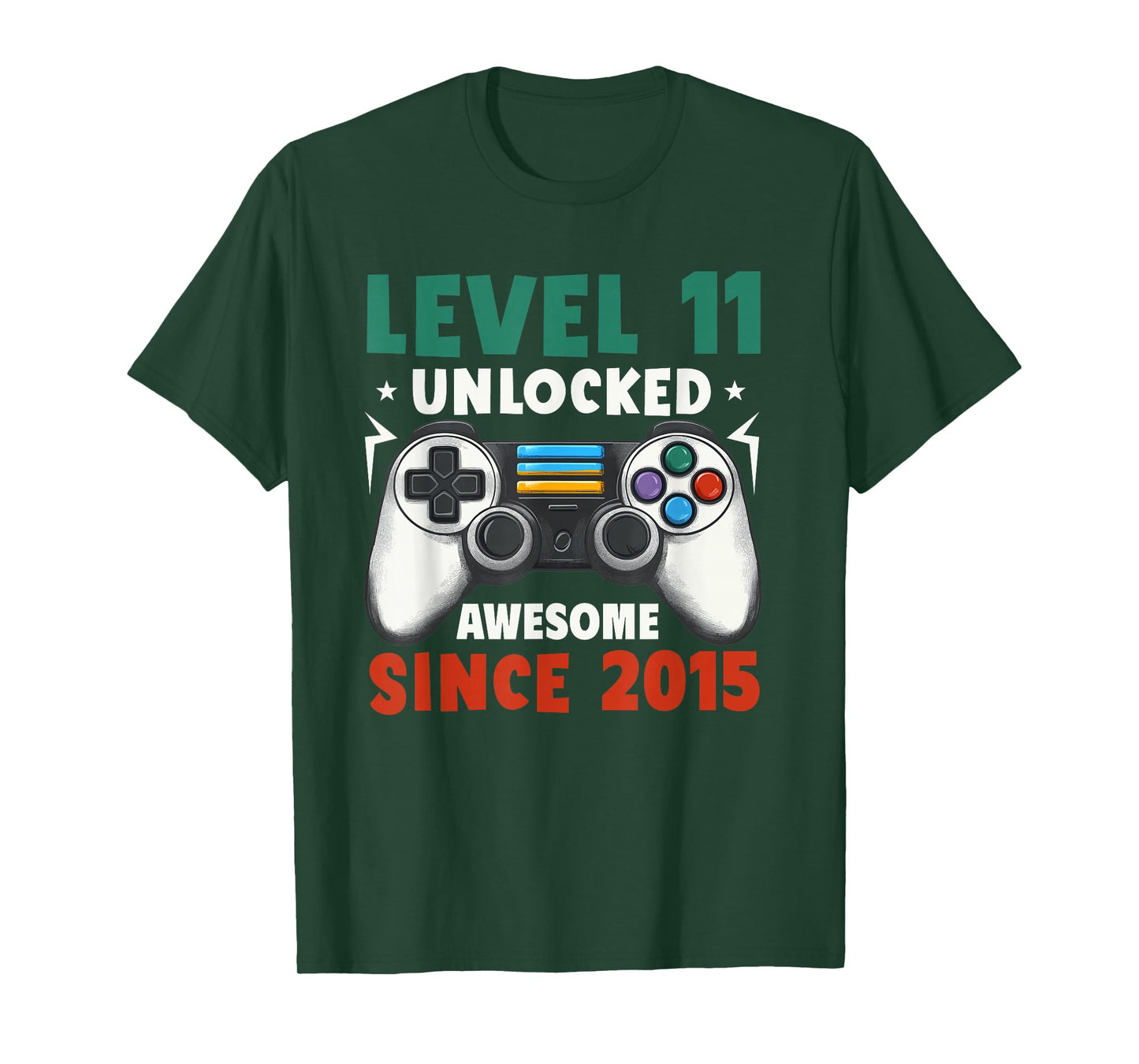 Level 11 Unlocked Awesome Since 2015 11th Birthday Gaming T-Shirt