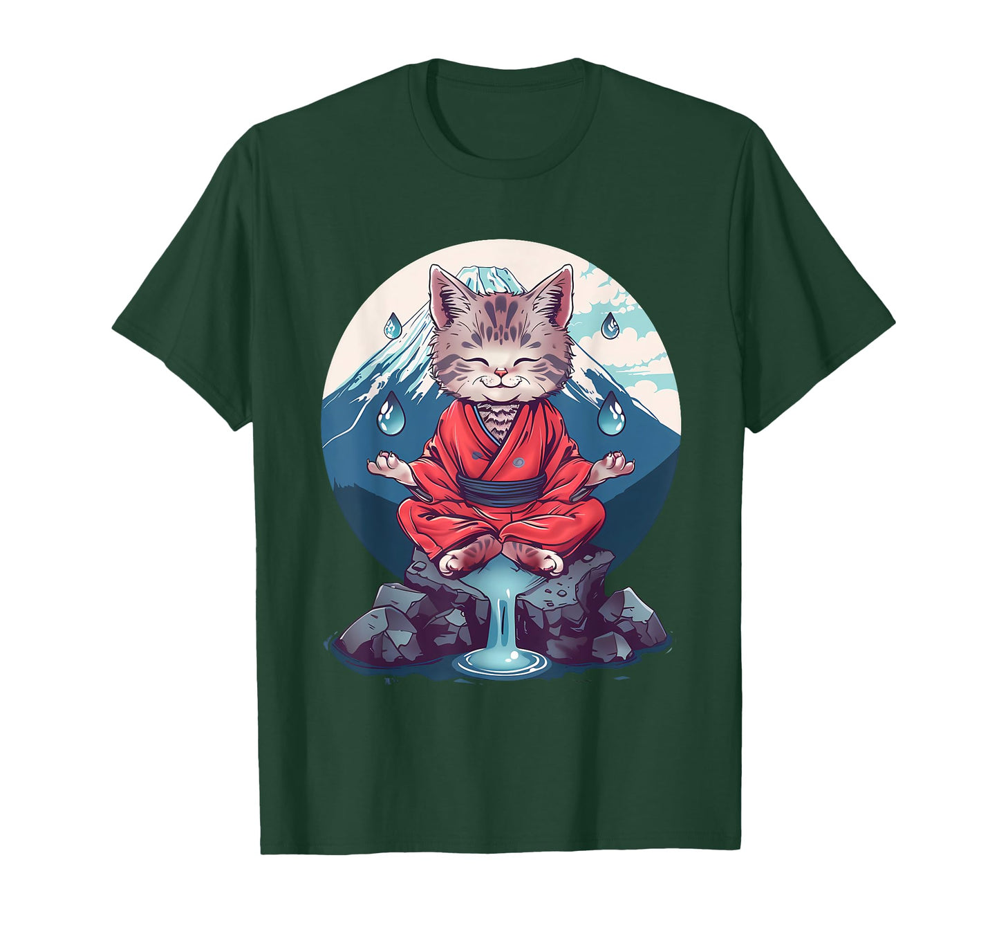 Meditation Cat Yoga Mountain Hindu Buddhist Zen Buddha Men Women Kids T-Shirt