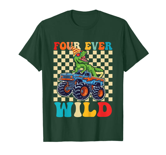 4th Birthday Monster Truck 4 Year Old Boys 4th Party T-Shirt
