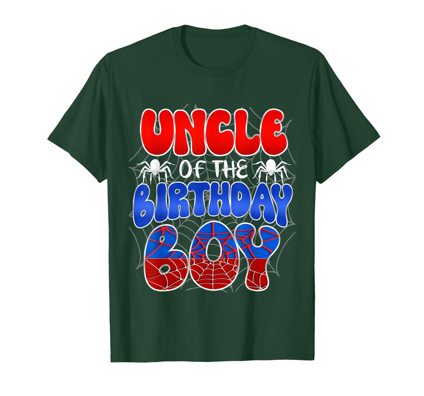 Uncle of the Birthday Boy Costume Spider Web Birthday Party T-Shirt