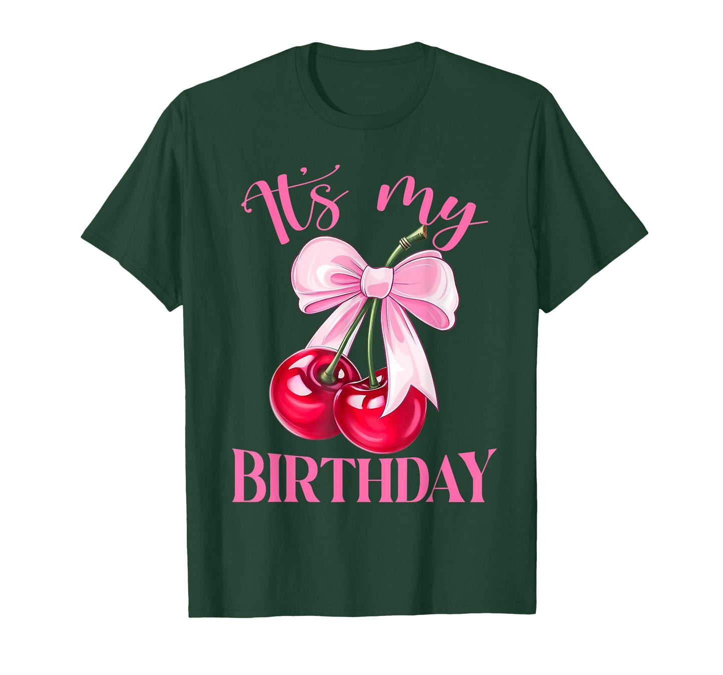It's My Birthday Coquette Bow Cherry Birthday Girls Women T-Shirt