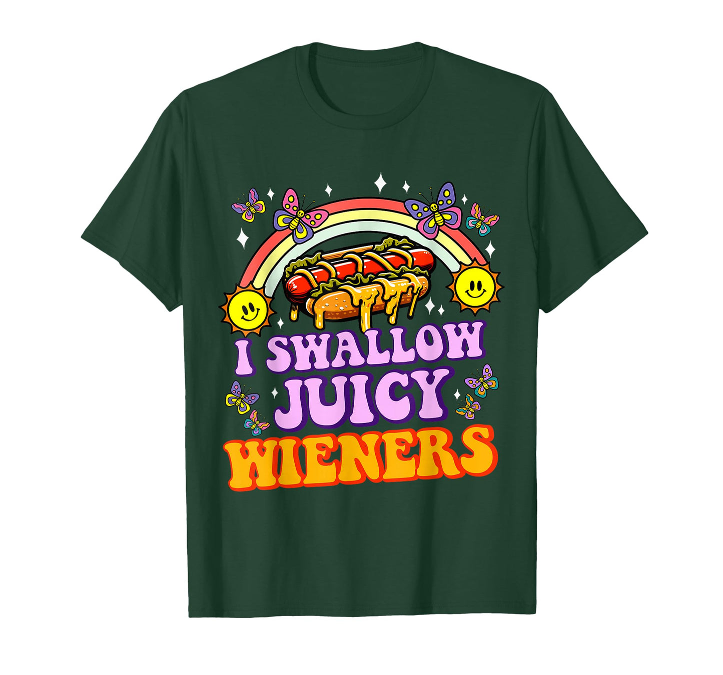 I Swallow Juicy Wiener Funny Embarrassing Adult Humor Women T-Shirt