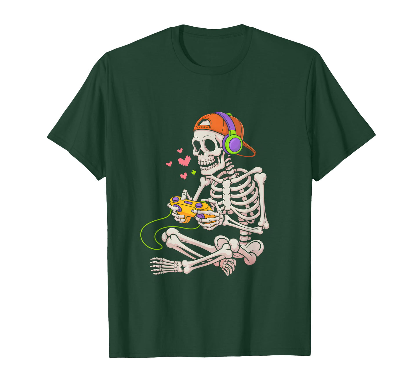 Funny Skeleton Video Game Halloween Gaming Gamer Boys Men T-Shirt