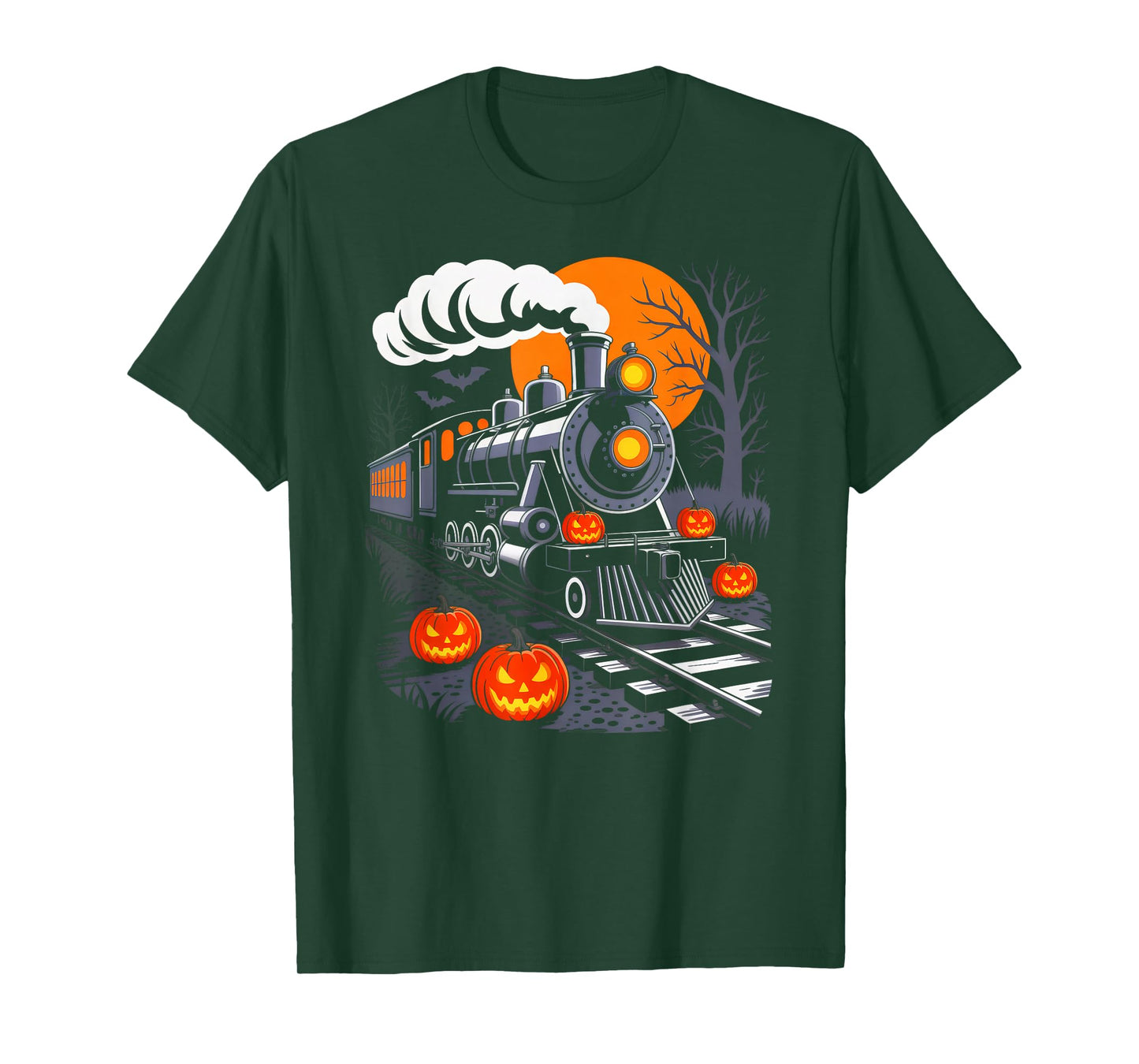 Funny Halloween Train Pumpkin Costume Train Lover Railroad T-Shirt