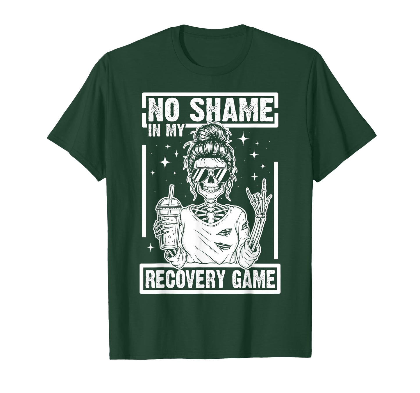 No Shame in My Recovery Game Skeleton Sobriety AA/NA Funny T-Shirt