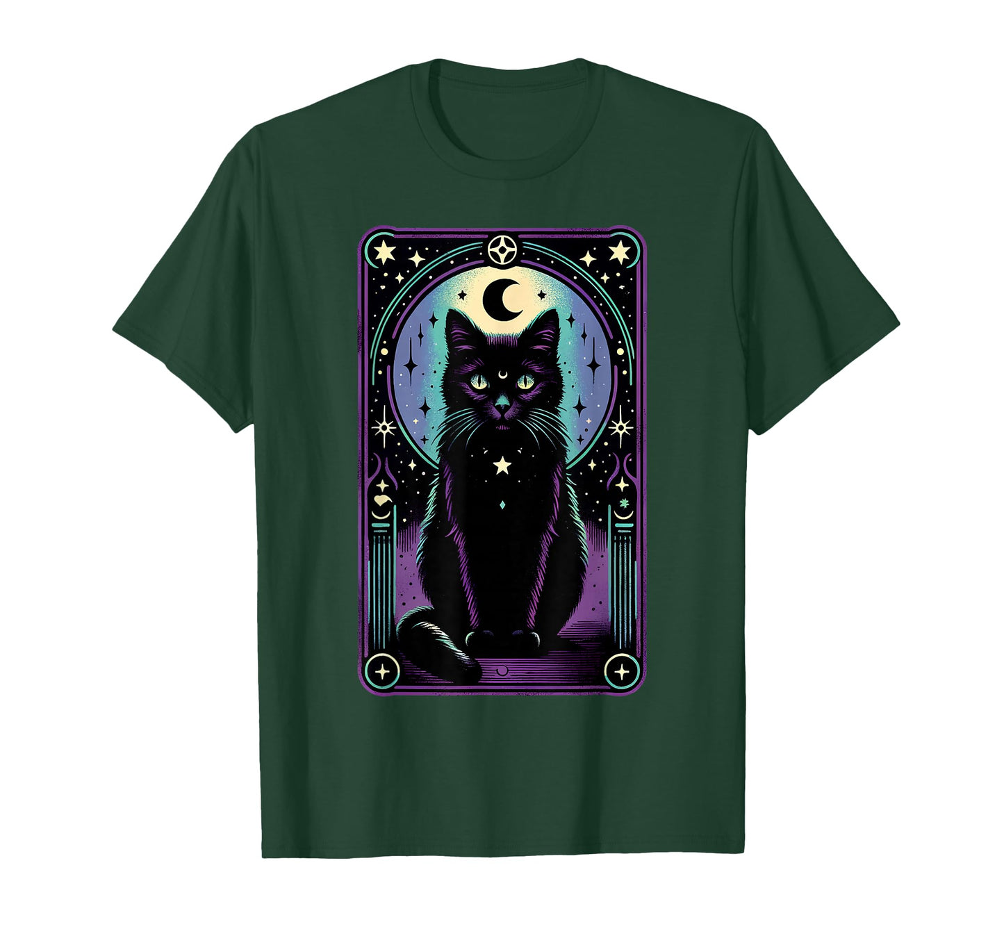 Tarot Card Crescent Moon Black Cat Lover Tarot Cat Vintage T-Shirt