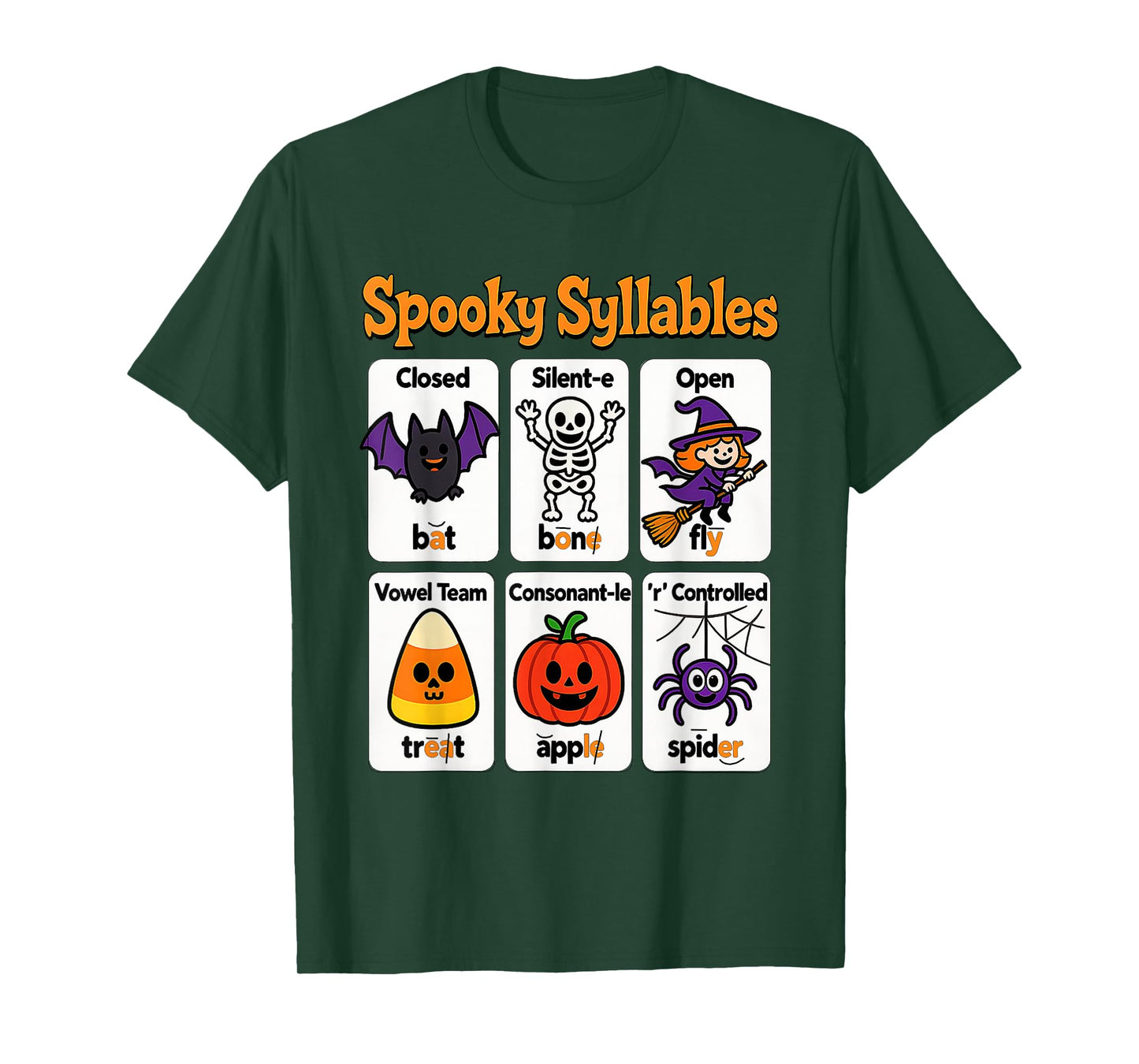 Spooky Syllables Teacher Outfit Halloween Classroom Learning T-Shirt