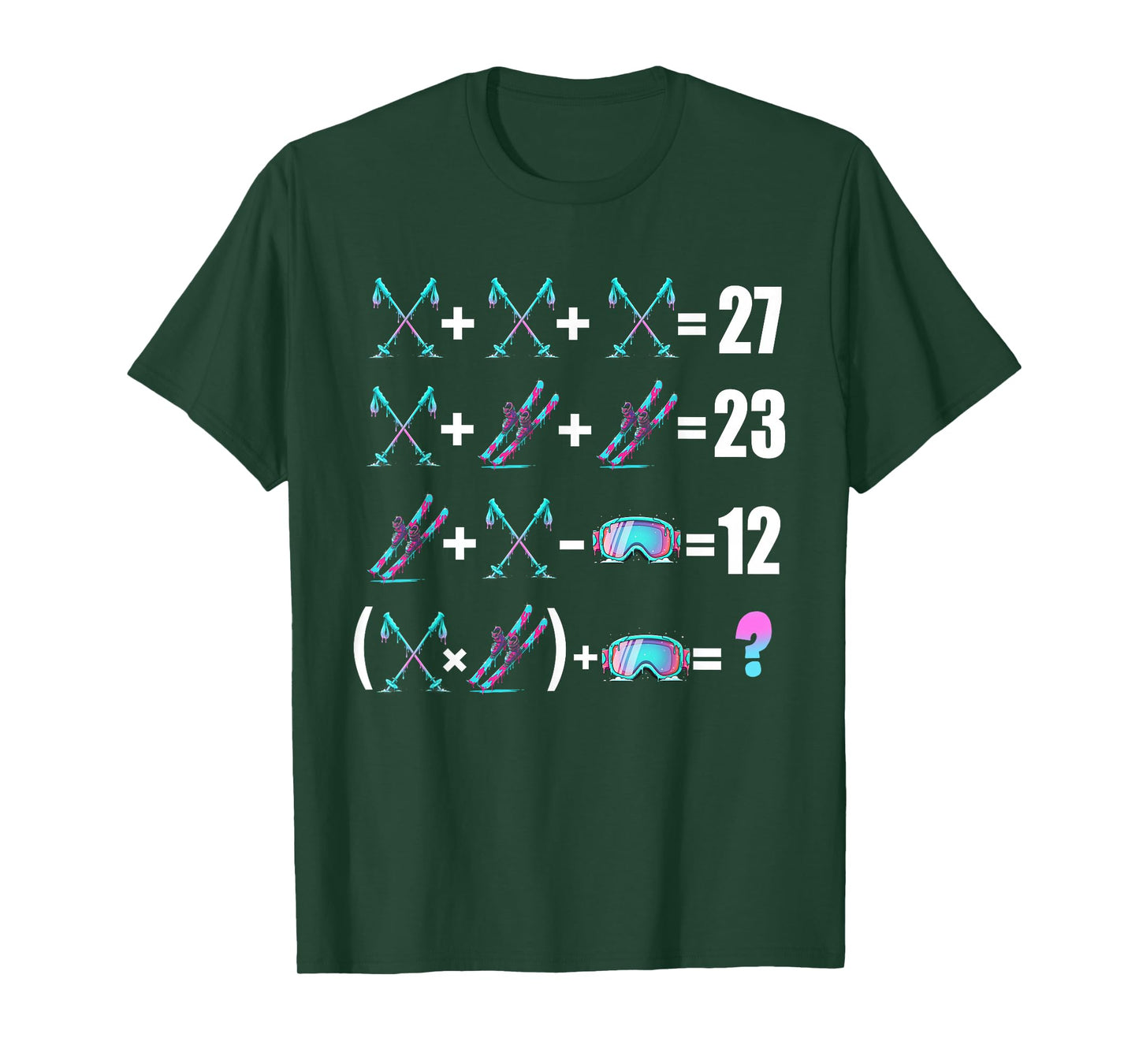 67 Meme Skiing Ice Cream Drip with Skis Poles Ski Glasses T-Shirt