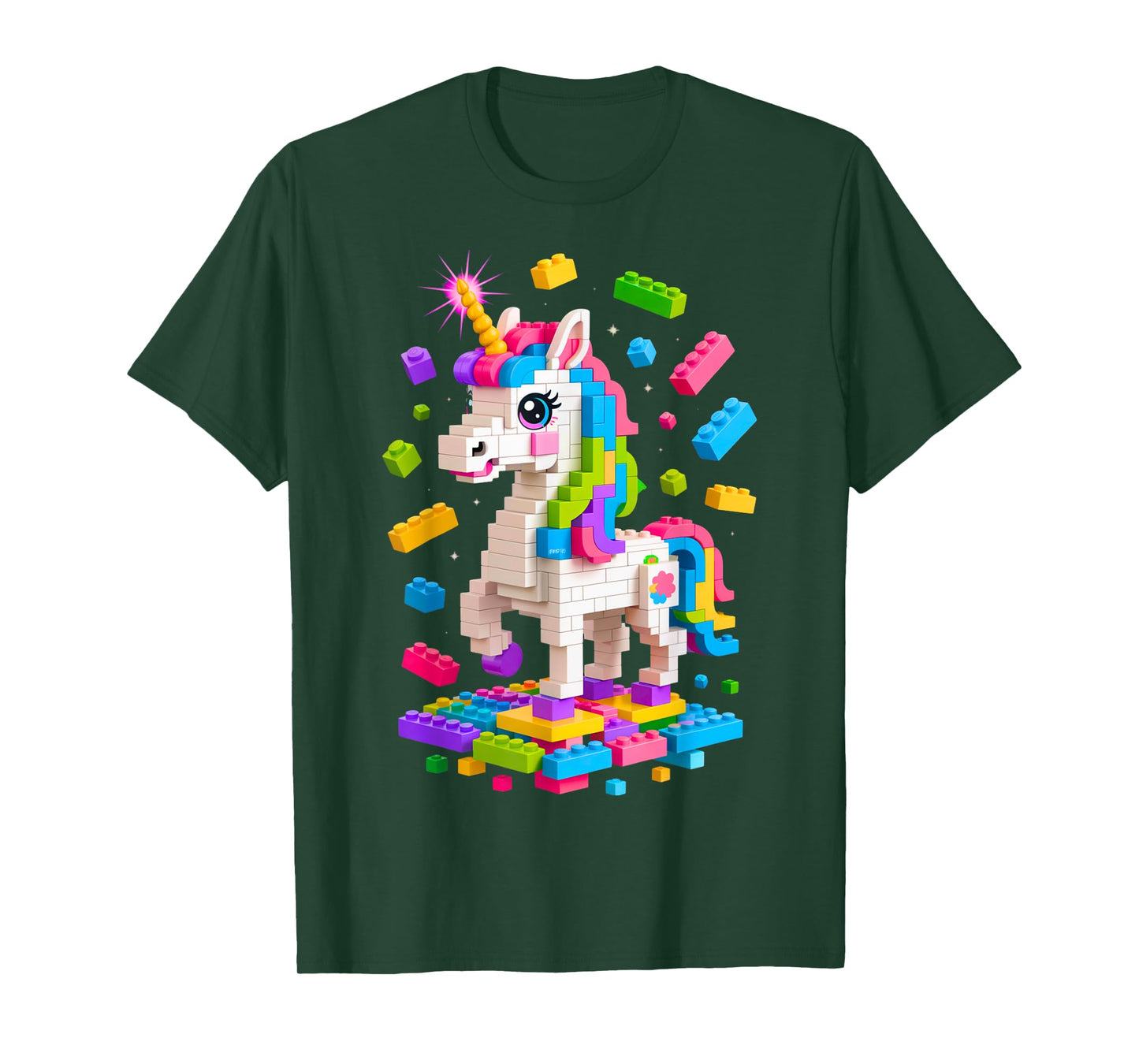 Unicorn Lover Master Builder Building Bricks Blocks Toy Kids T-Shirt
