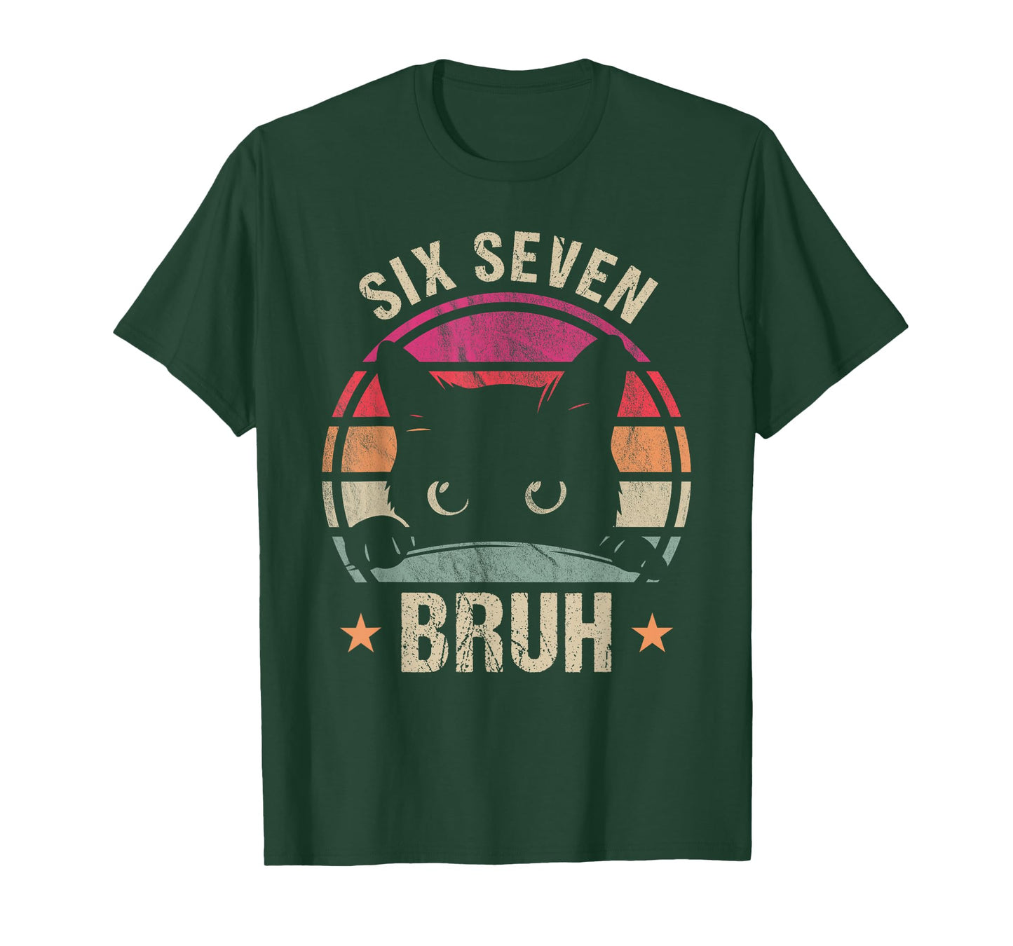 67 Bruh Black Cat Meme Six Seven 6 7 Kids Boys Men Women T-Shirt