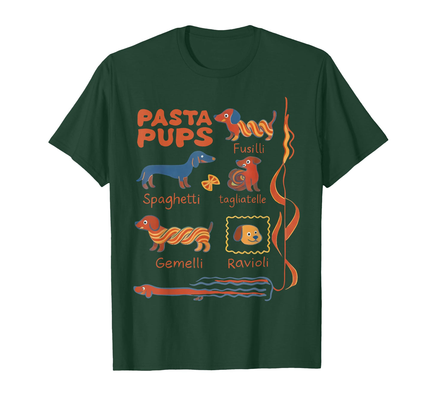 Pasta Pups Dog Funny Dachshund Dog Pasta Foodie Dog Sausage T-Shirt