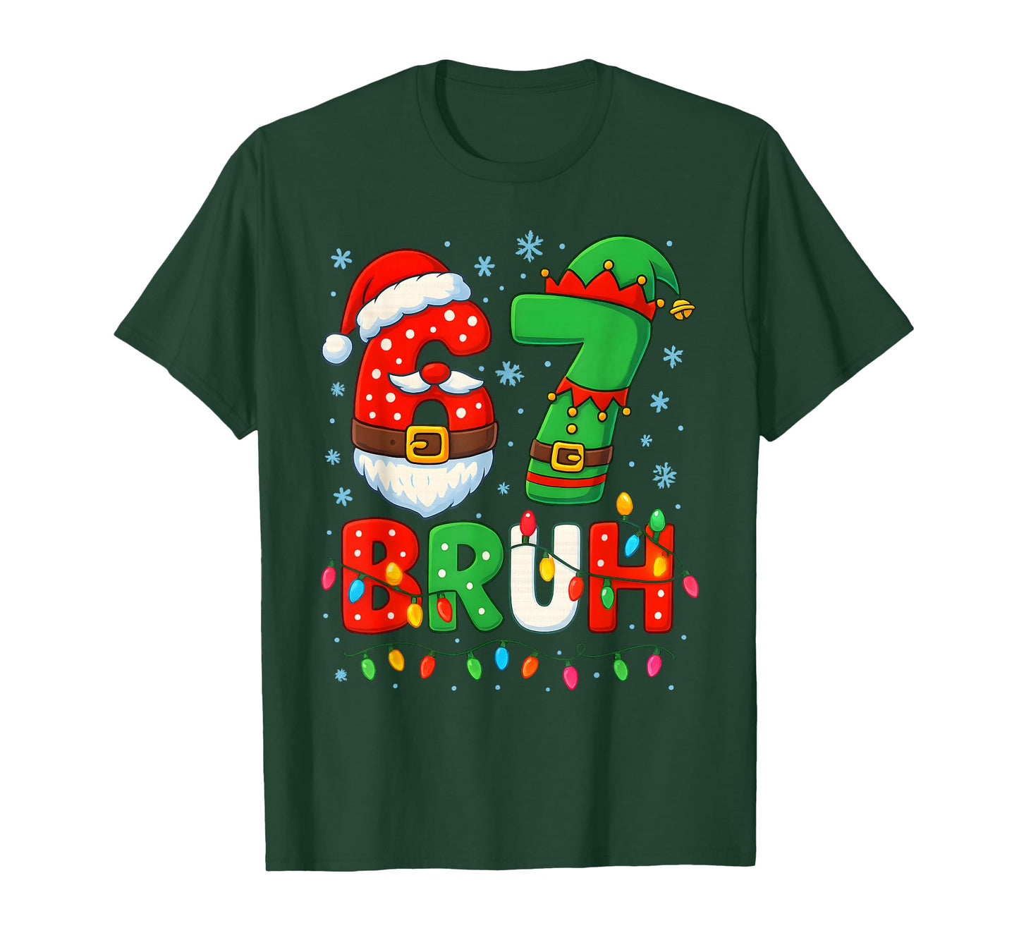 67 Six Seven Bruh 6 7 Meme Funny Christmas Boys Santa Elf T-Shirt