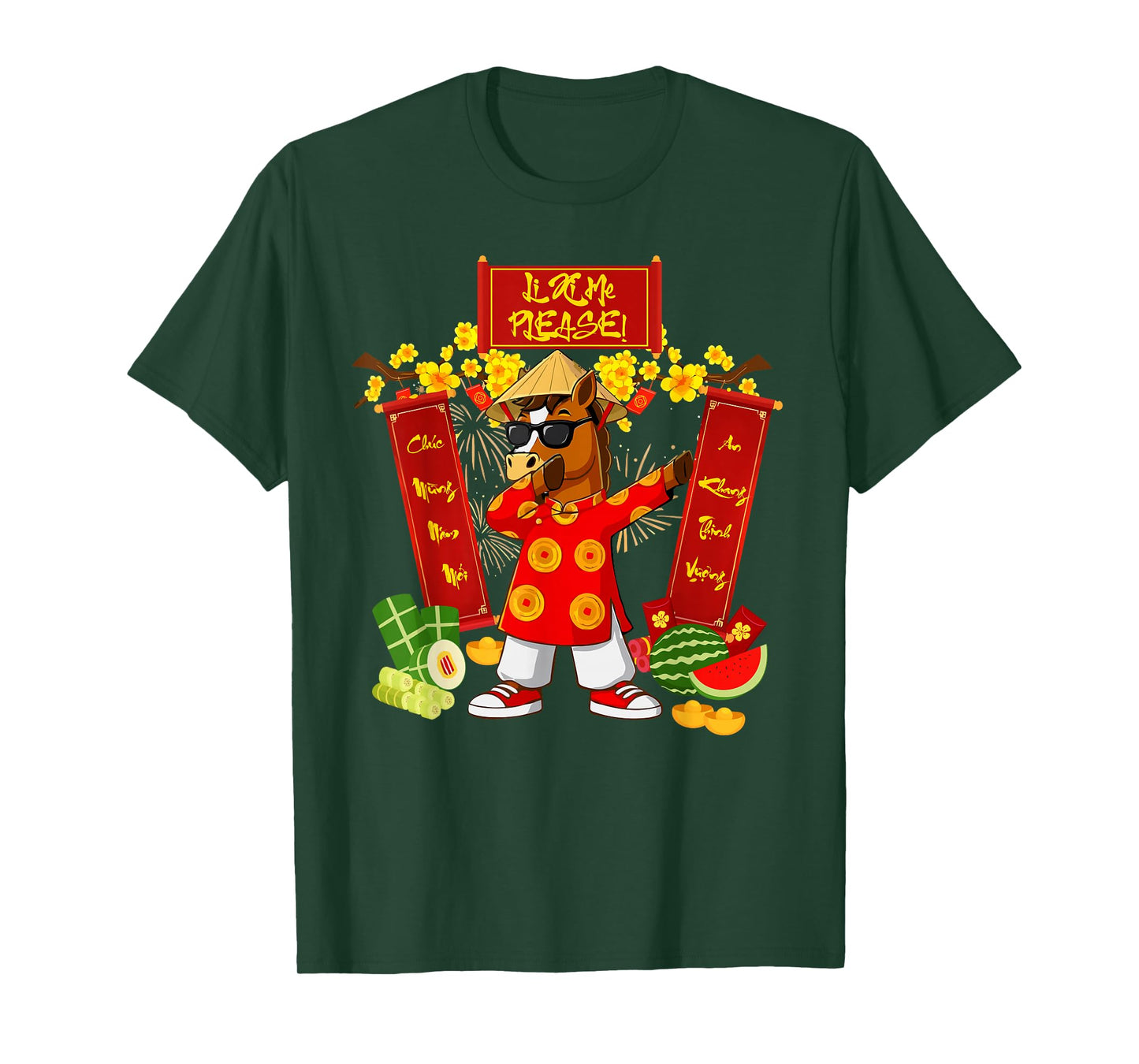 Li Xi Me Please Happy TET 2026 Horse Vietnamese Ao Dai Boy T-Shirt