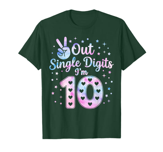 Cute Tie dye I'm 10 Double Digits 10th Birthday Girls T-Shirt