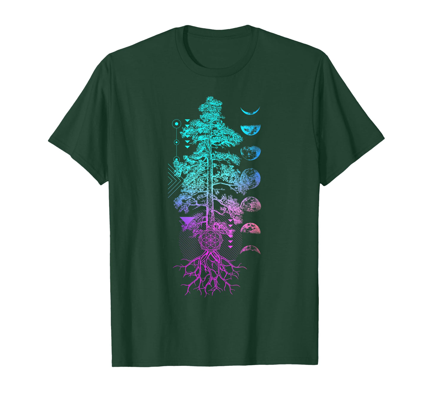 Tree of Life Phases of the Moon Yoga Chakra Gift T-Shirt