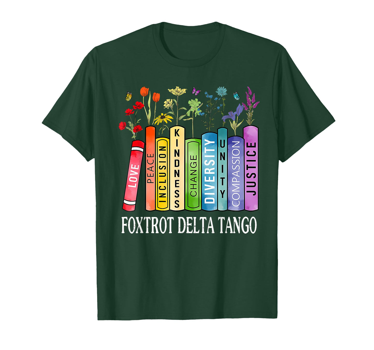 8647 Foxtrots Tangos Deltas Book Flower Resist Book Lovers T-Shirt