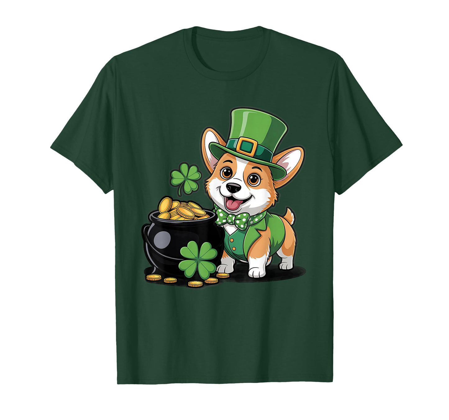 Cute Corgi Dog Shamrock Women Men Kids St Patrick's Day T-Shirt