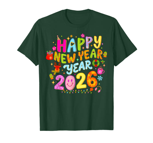 Happy New Year 2026 Funny Colorful Teacher and Student Gifts T-Shirt
