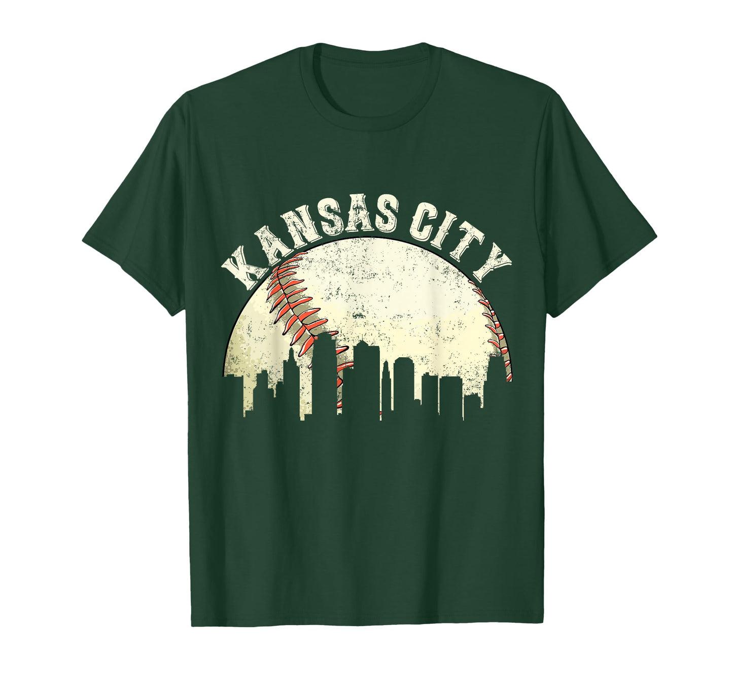 Vintage Kansas City Cityscape Baseball Lover Men Women Kids T-Shirt