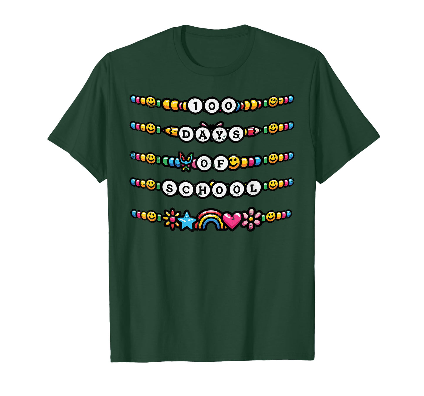 100 Days of School Beads Bracelet 100th Day Girls Kids Women T-Shirt