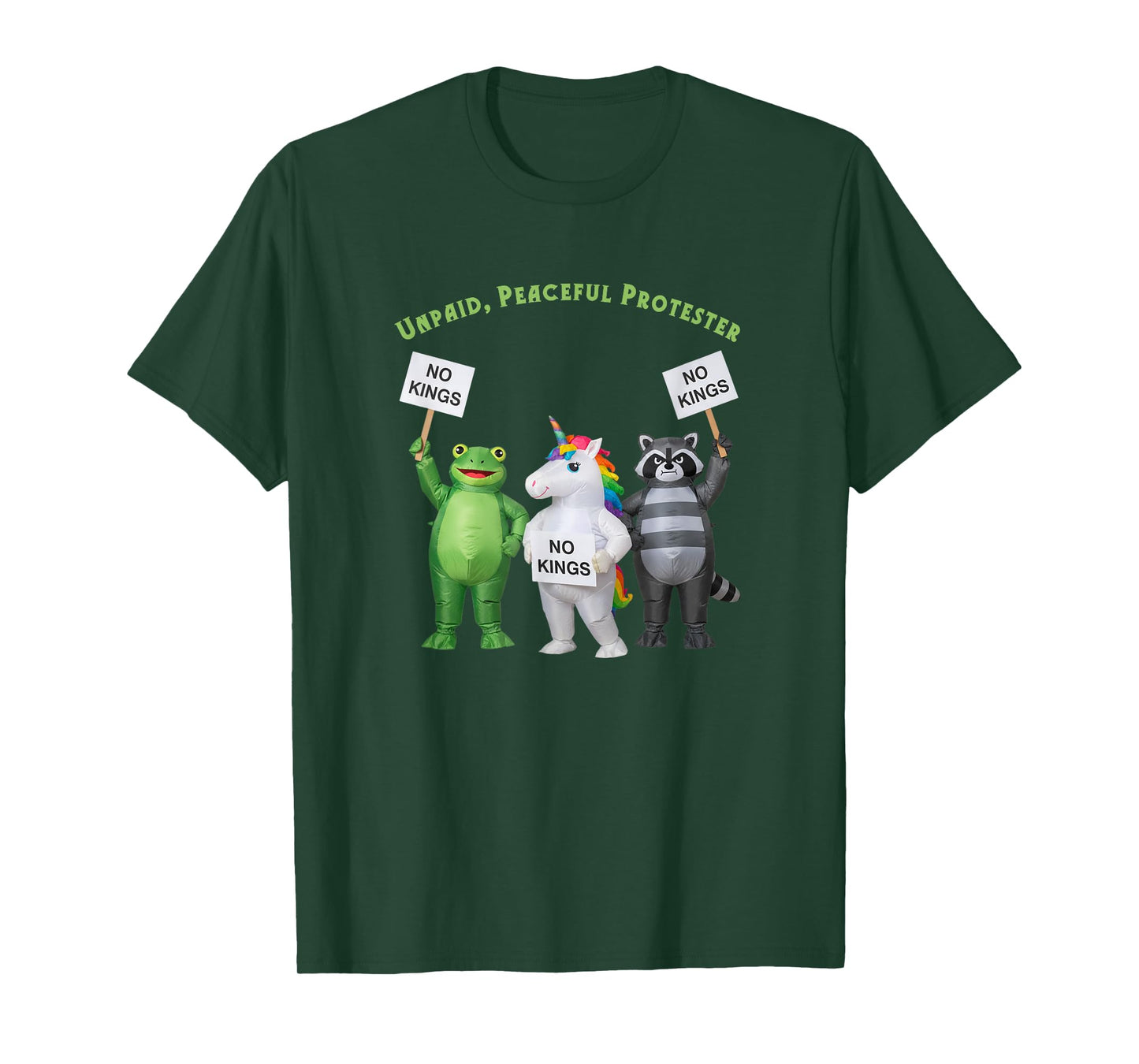 No Kings Unpaid Peaceful Protester Frog and Unicorn T-Shirt