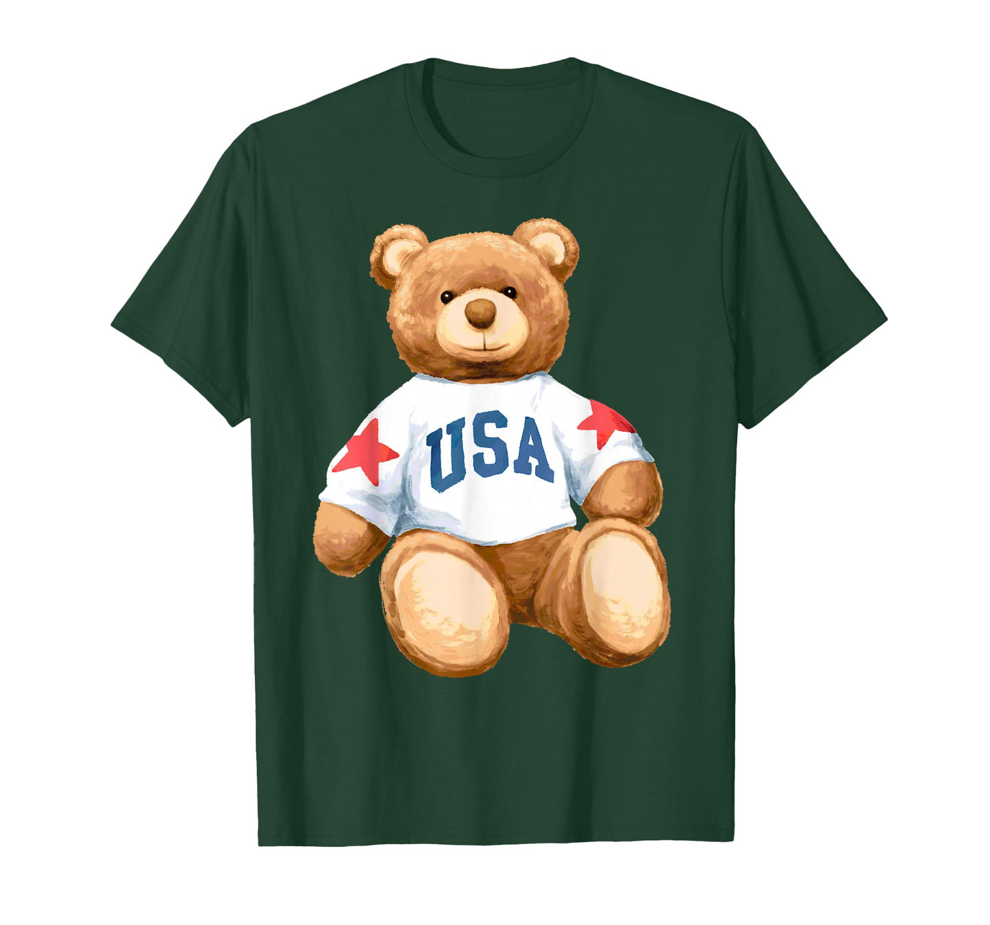 Trendy Apparel Teddy Bear with USA and Stars Sweatshirt T-Shirt