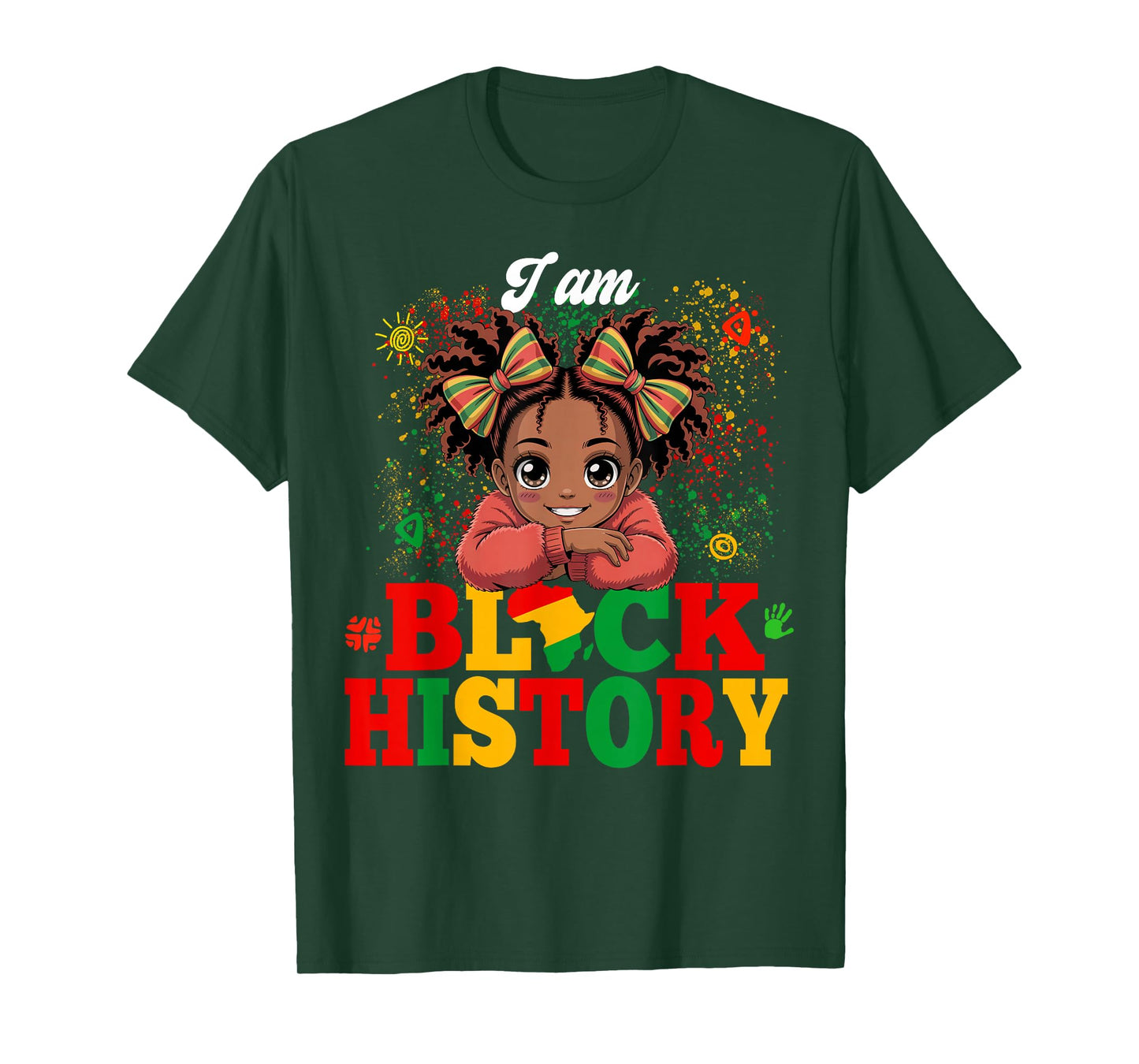 I Am Black History Month Messy Bun Cute Black Girls Toddler T-Shirt