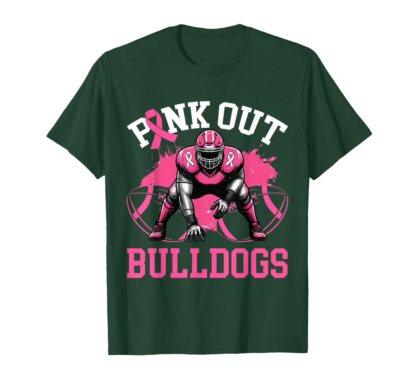 Bulldog Pink Out Football Tackle Breast Cancer Awareness T-Shirt