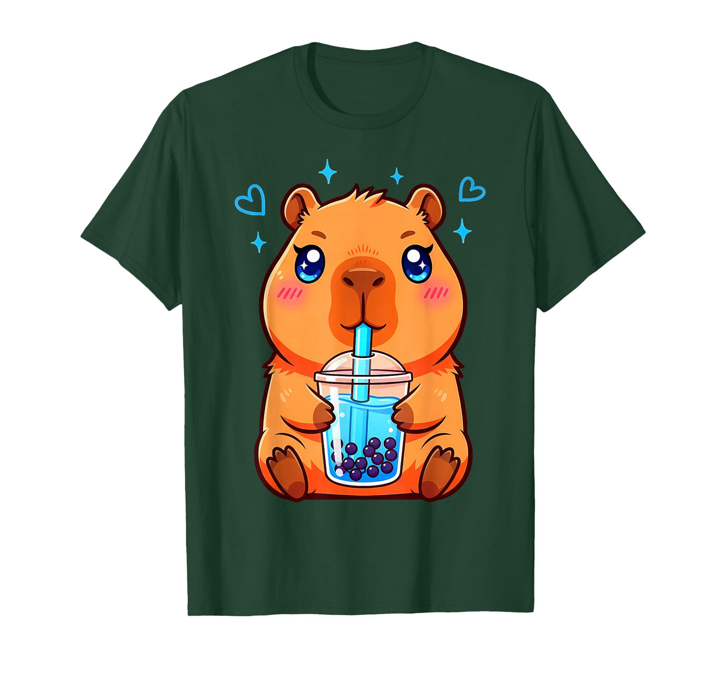 Cute Capybara Kawaii Anime Girls Drinking Boba Tea Lover T-Shirt