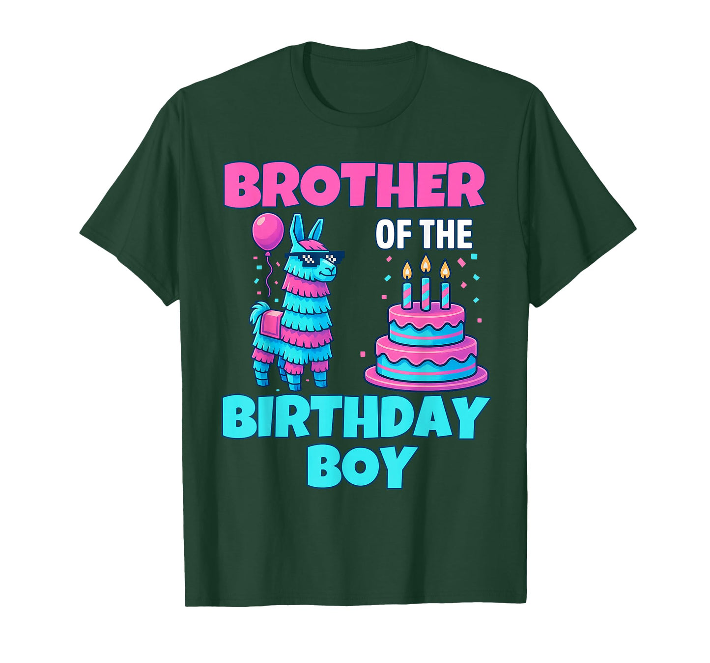 Brother Birthday Boy Llama Pinata Party family mathing men T-Shirt