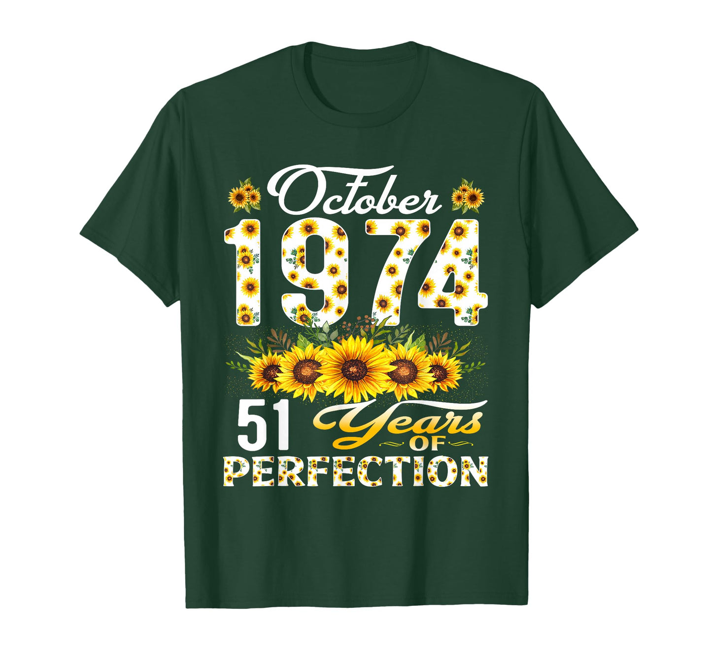 51 Years Old October 1974 Floral 51st Birthday Decorations T-Shirt